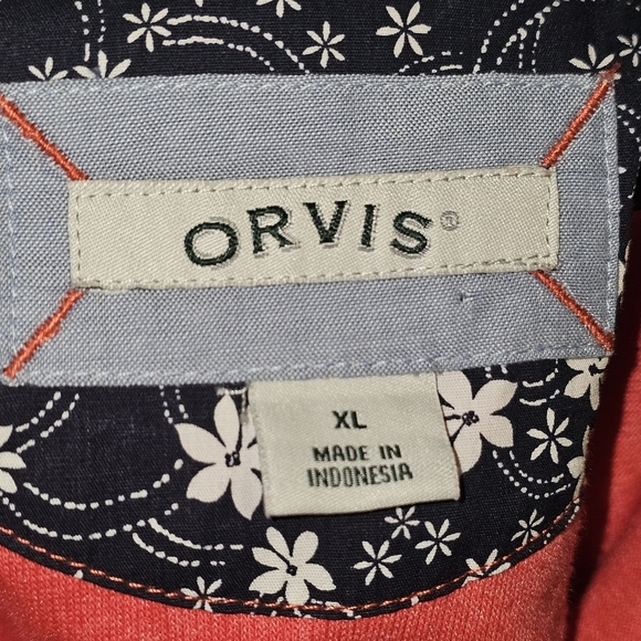 Orvis Womens 1/4 Zip Pullover XL Sweater Shirt Salsa(pink)Floral Trim - Picture 11 of 13